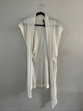 Absolutely Cream Open-Front Knit Draped Cardigan